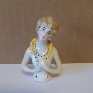 Half Doll German Pincushion Doll Porcelain Antique Collectible Figurine